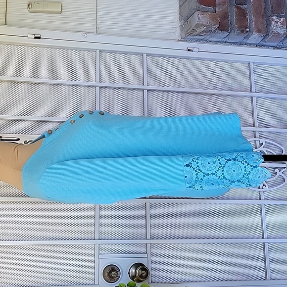 KANCYSTORE long sleeve, aqua blue top. Size S. NWT - Picture 2 of 5
